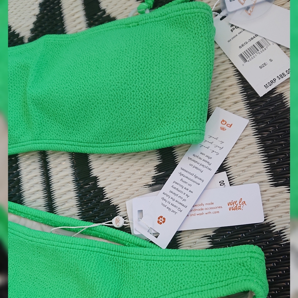 PQ Textured Bralette Bikini Set in Kelly Green Reef - Picture 8 of 10